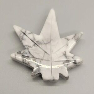 Howlite Crystal Cannabis Leaf Stone Carving